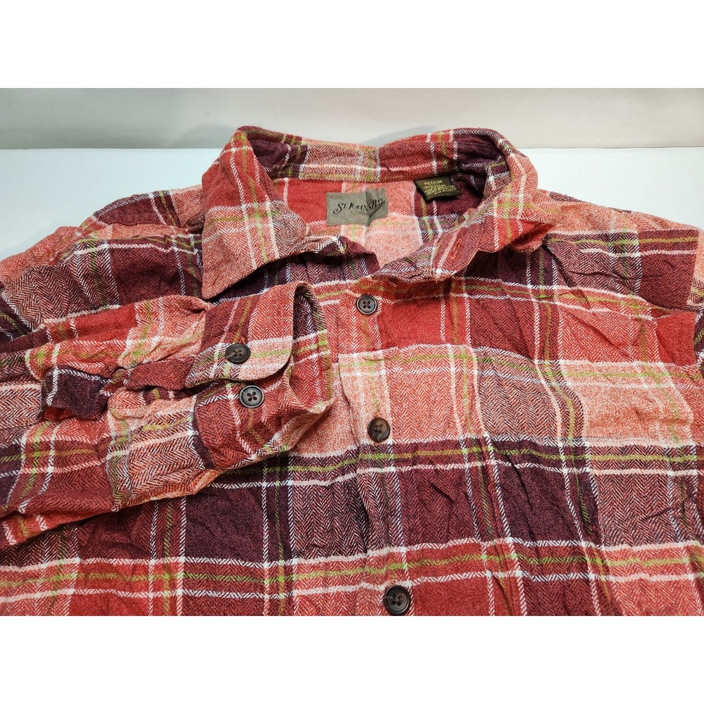 St Johns Bay Mens Flannel Shirt Plaid Long Sleeve Button‎ Up Casual Top Medium